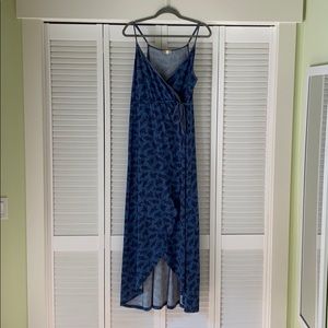 High-low wrap dress with floral details